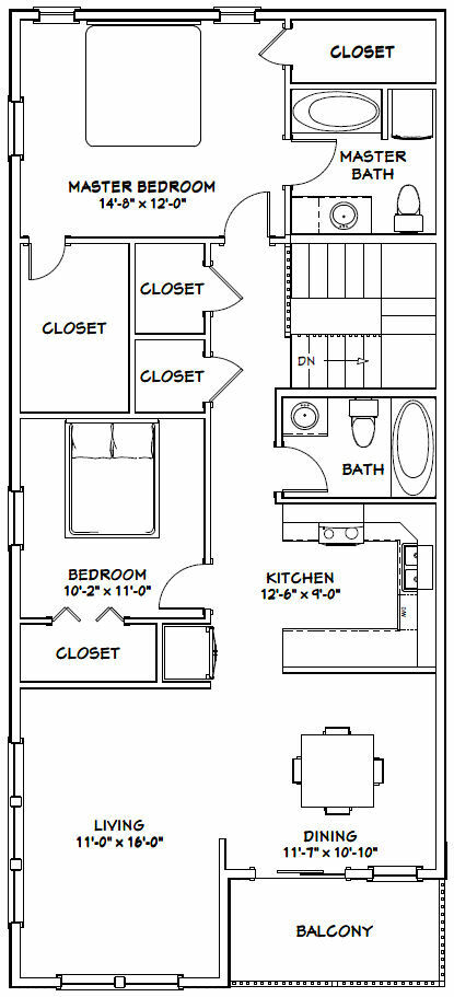 60×48 Apartment with 2-Car 2-RV Garage – PDF FloorPlan – 1,604 sqft – Model 1A