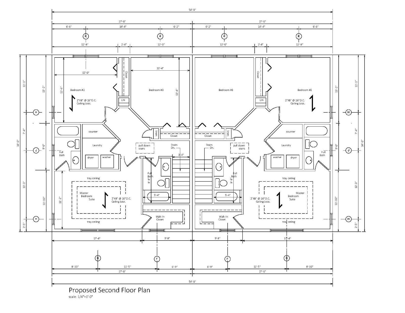 DUPLEX HOUSE PLANS COLONIAL DUPLEX APT 3BR 2.5BA DUPLEX COLONIAL PLAN #226-27