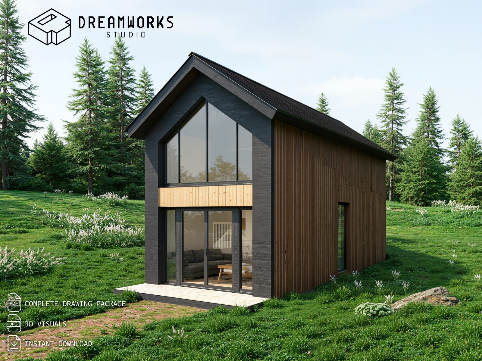 Modern Tiny House with Mezzanine 4×9 Meters | 1 Bedroom | Houseplan