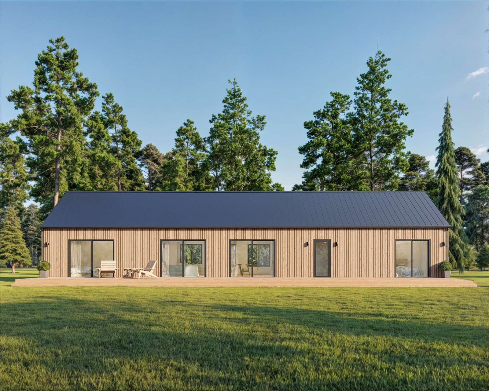 Modern Cabin House, 20′ x 70′, 1400 Sq Ft, 3 Bed 2 Bath, Architectural Plans