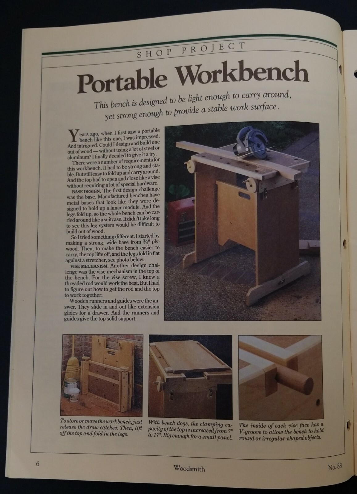 1993 Vintage DIY Shaker Bench Portable Workbench Stool Plans Booklet Woodsmith