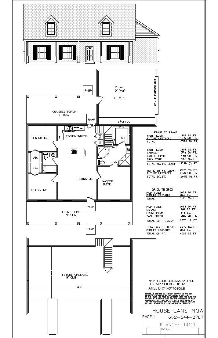 Blanche_1415G-2 Logs, 3 bed / 2 bath , 2 car garage, future upstairs, PDF