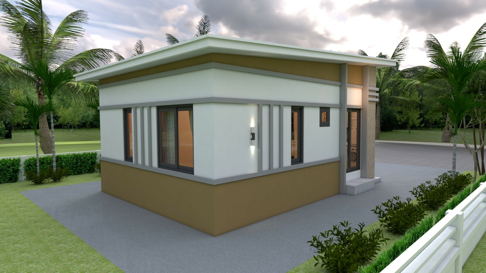 House Design 3d 6×8 Meter 20×26 Feet 2 Bedrooms Shed Roof PDF (A4 Hard Copy)