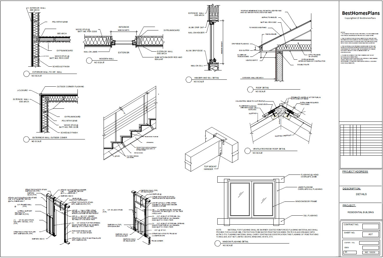 45’x52’ 3 Bed, 2 Bath Modern Cottage Architectural Build Plans PDF Download.