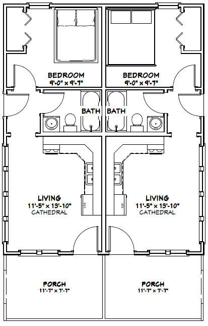 24×30 Duplex — PDF Floor Plan — 720 sq ft — Model 2