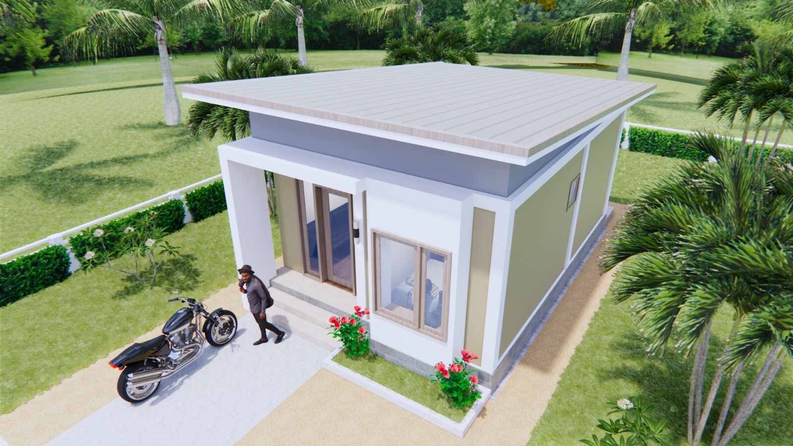 Small House Design 5×7 Meters 16×23 Feet 2 Beds 1 Bath Shed Roof (A4 Hard Copy)