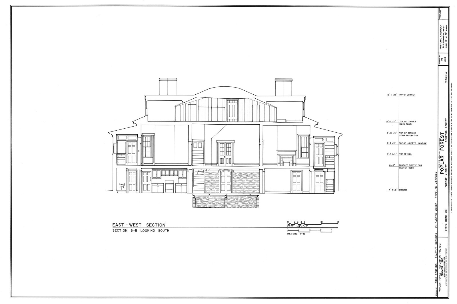 Poplar Forest by Thomas Jefferson, octagon Colonial country house detailed plans
