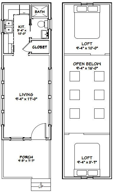 10×28 Tiny House — 476 sq ft — PDF Floor Plan — Model 4L