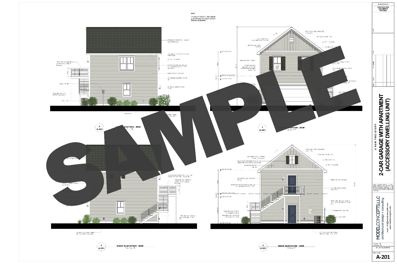 Garage Apartment (ADU) – 1 BR/1BA w/ Loft – Full House Plans, Blueprints #30011A