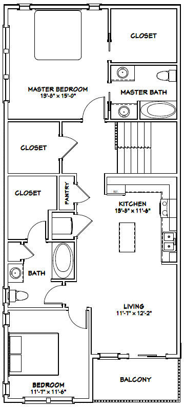 44×48 Apartment with 2-Car 1-RV Garage – PDF FloorPlan – 1,645 sqft – Model 1H