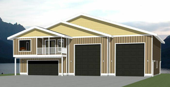 60×50 Apartment with 2-Car 2-RV Garage – PDF FloorPlan – 1,694 sqft – Model 1C