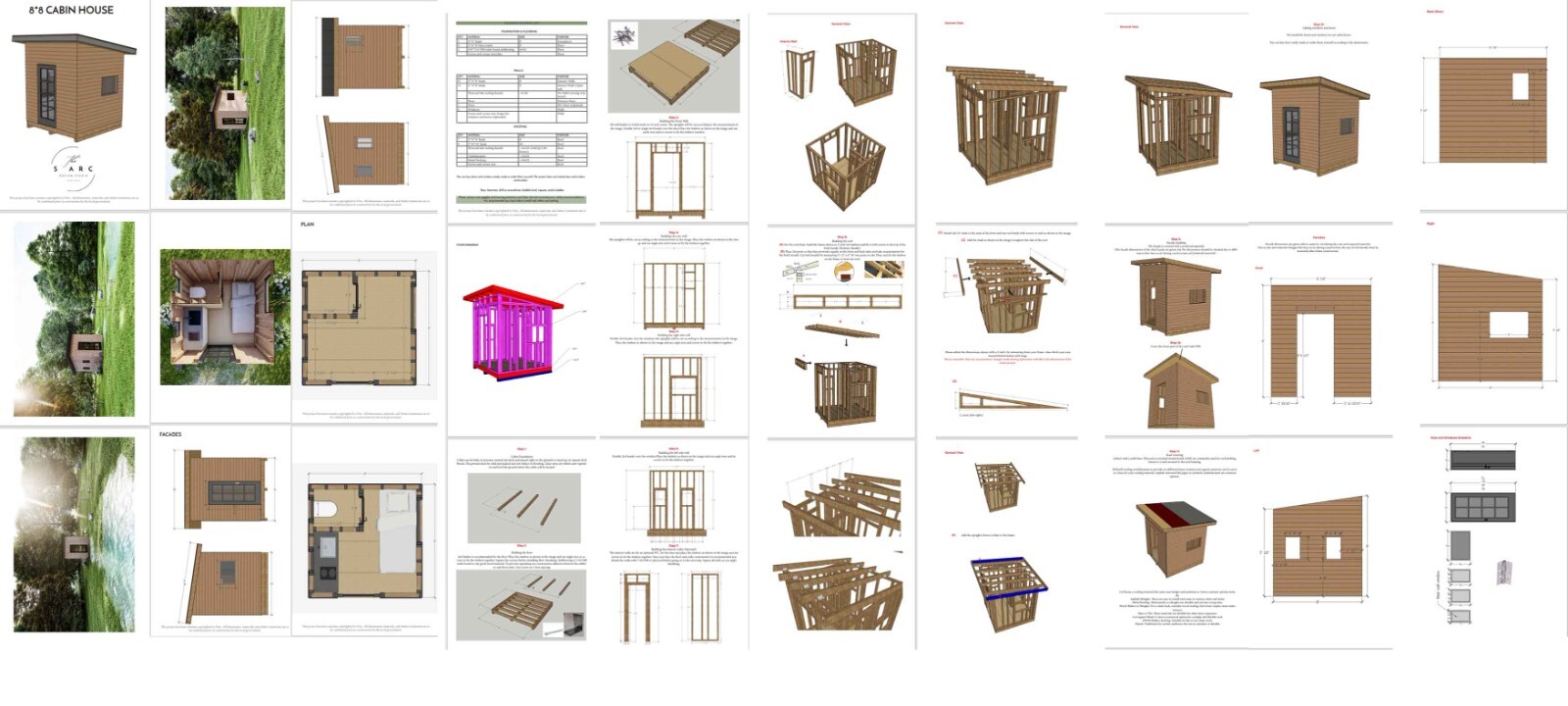 Cabin House Plans 8×8, Step by Step DIY, Material List, Blueprints