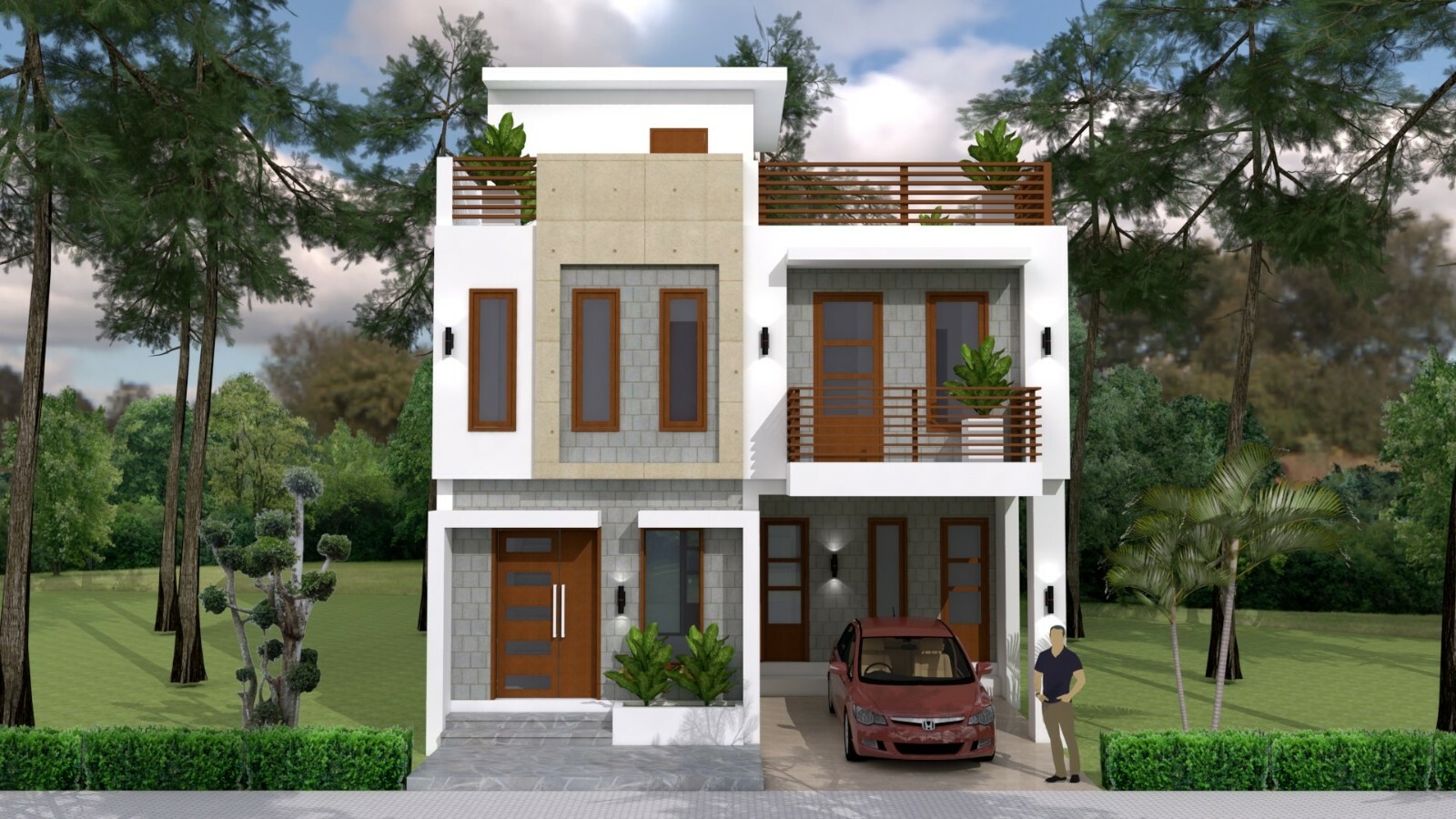26×36 Feet Small House Plan 8×11 Meter 3 Beds 3 Baths Terrace Roof A4 Hard Copy