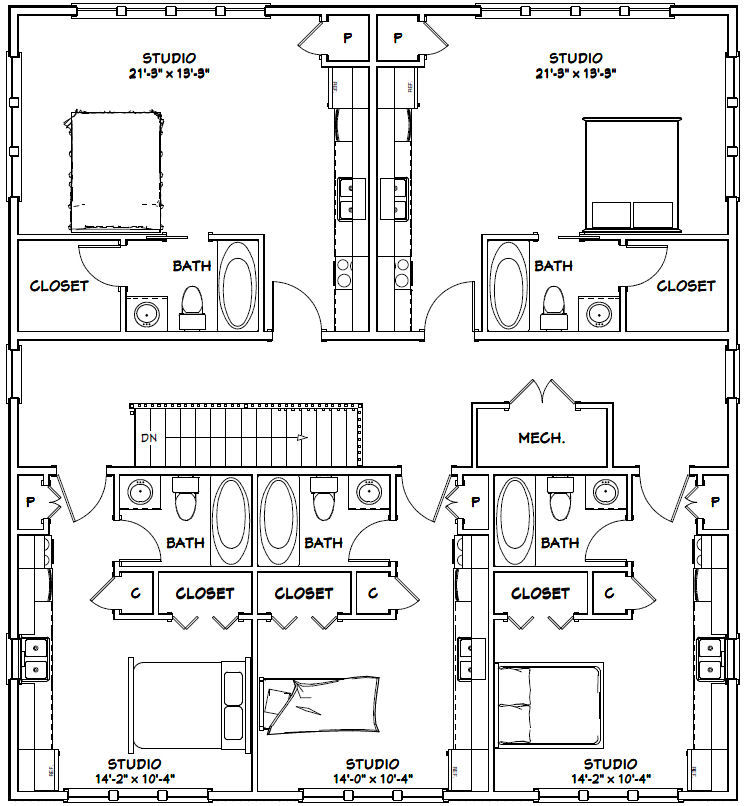 44×48 10-Plex – PDF FloorPlan – 4,114 sqft – Model 4D