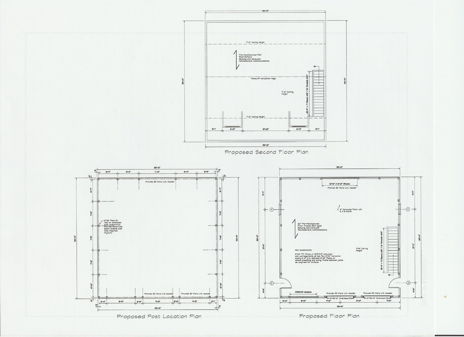 36’X36′- 36’X36′ GARAGE PLANS POLE BARN CONST. GABLE ROOF PLAN 22-PB3636-GBL-2Z