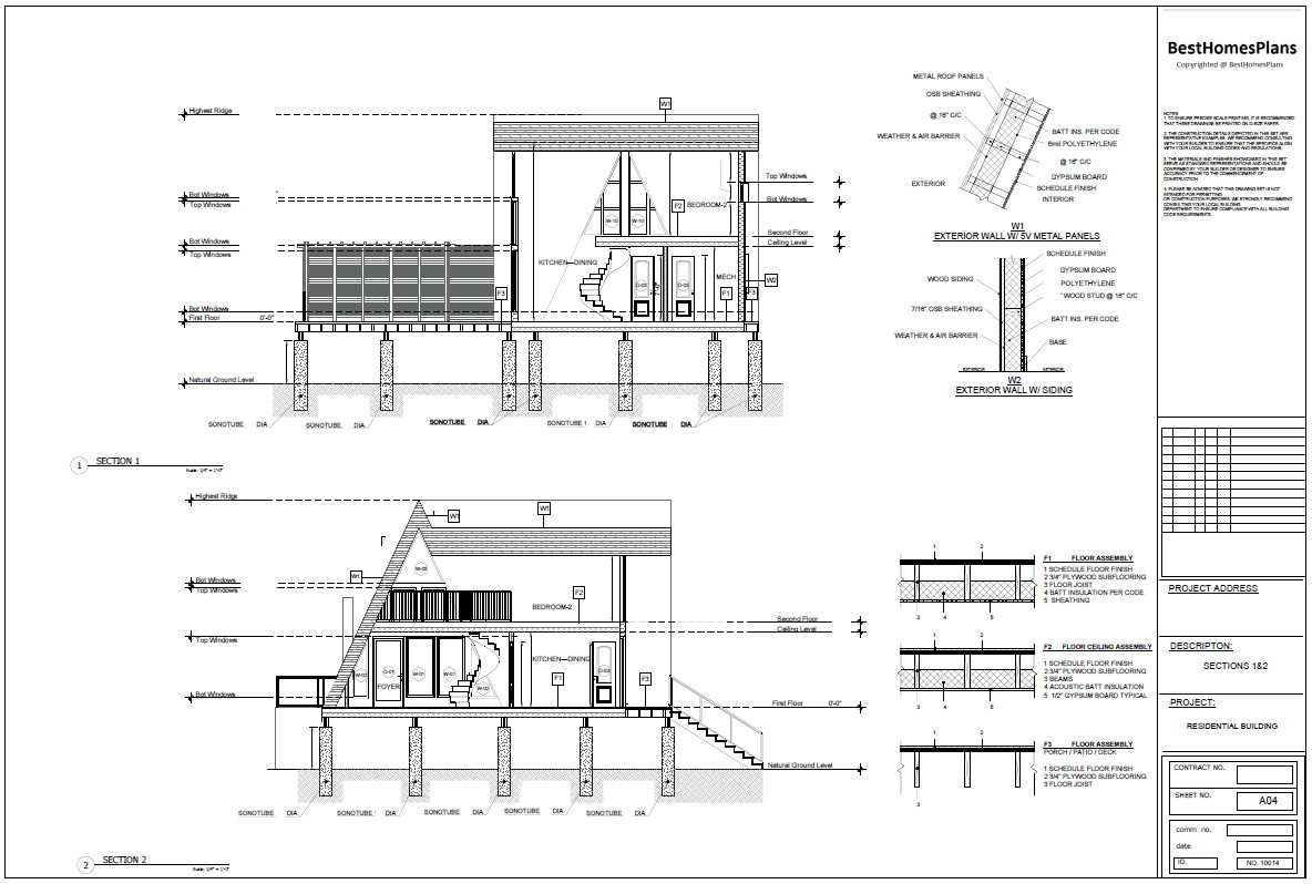 42’x49’ 2 Beds 1 Bath Small A-Frame Cabin Architectural Build Plans PDF Download
