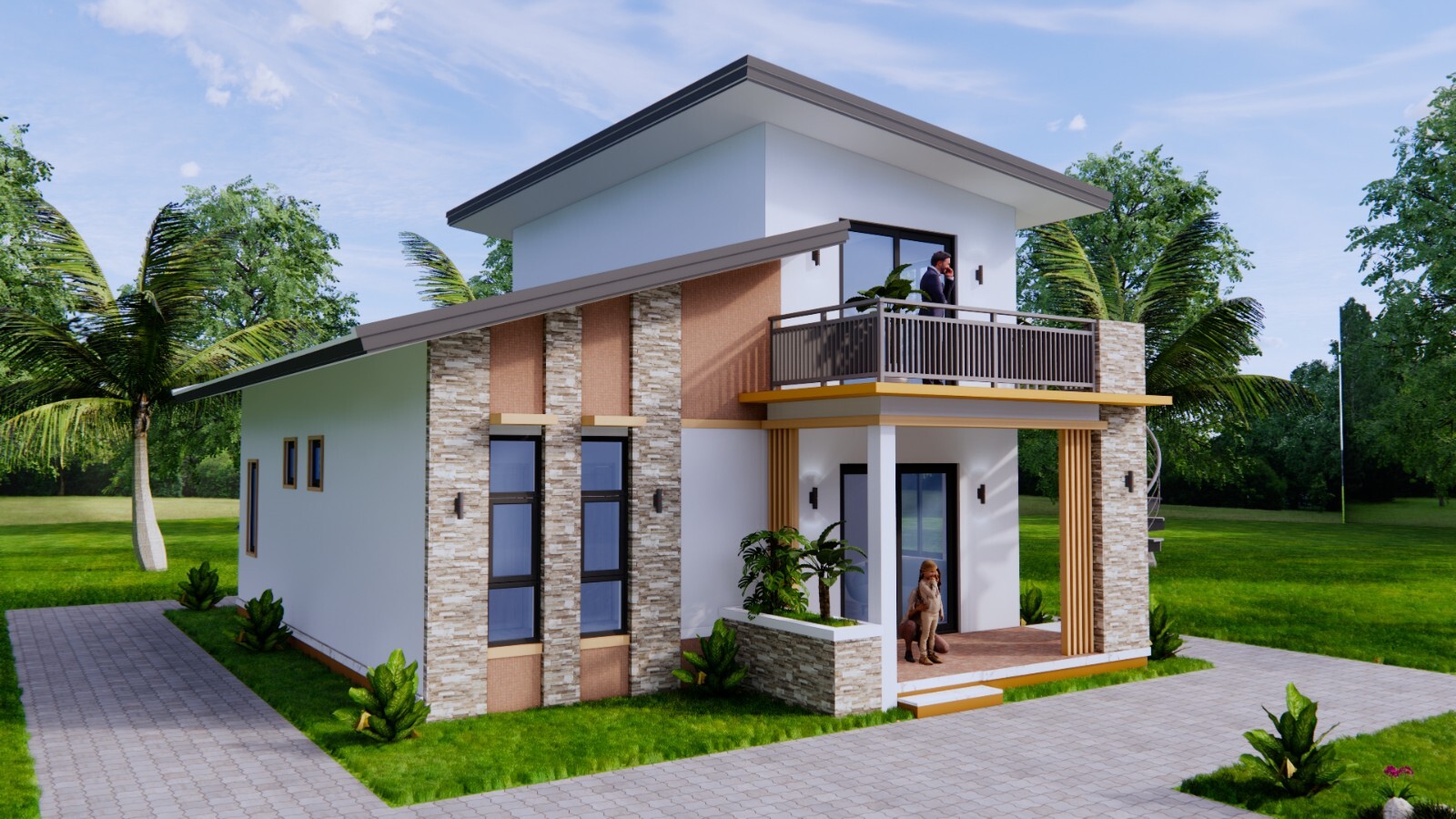 26×36 Small House Plan 8×11 Meter 2 Family House Design Shed Roof (A4 Hard Copy)