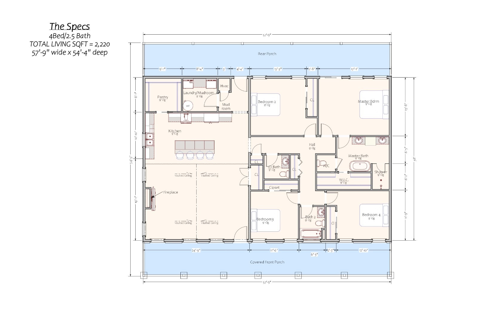 Modern Farm House: 2,220 (Living ) Sqft -4bed-2.5bath