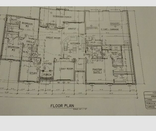 Blue Print Plan of Beautiful Ranch Style Custom Home