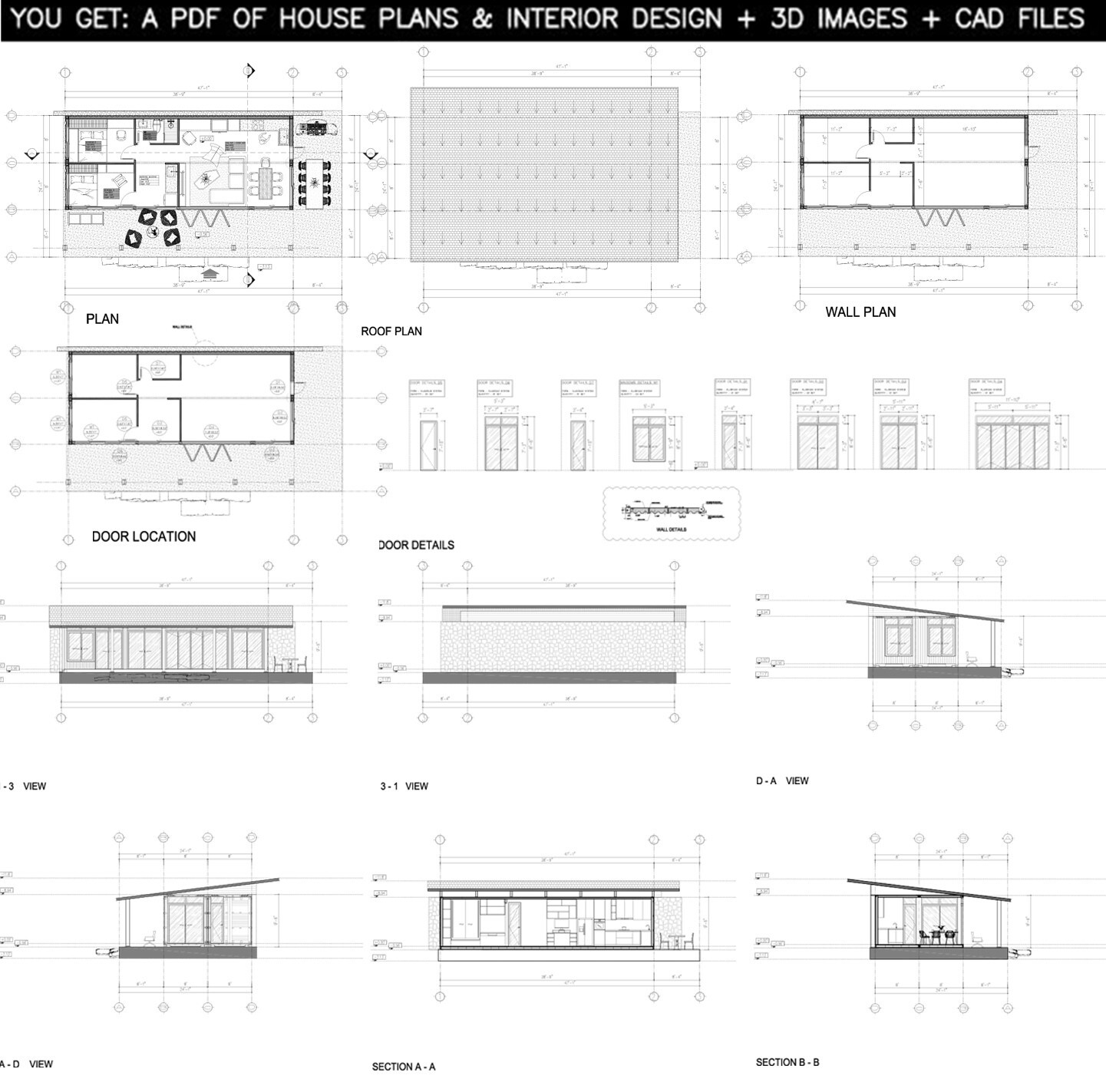 Container house plans – 2 bedrooms – 1 bathroom – Digital PDF File