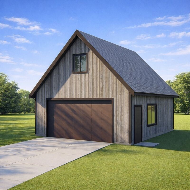 24’x30′ Two Car Garage Plan with Loft