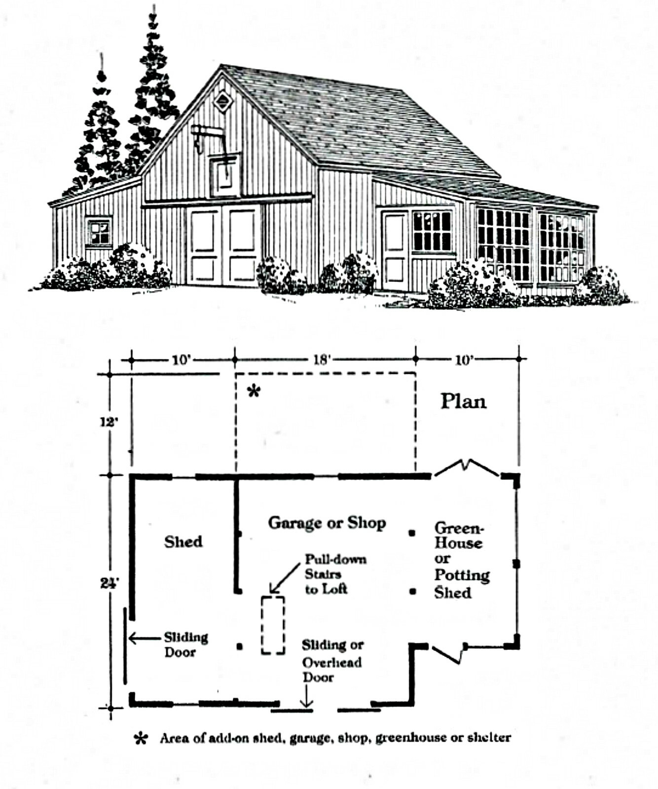 6 Gardeners’ Barn and Garage Designs – Complete Pole-Barn Building Plans (B10)