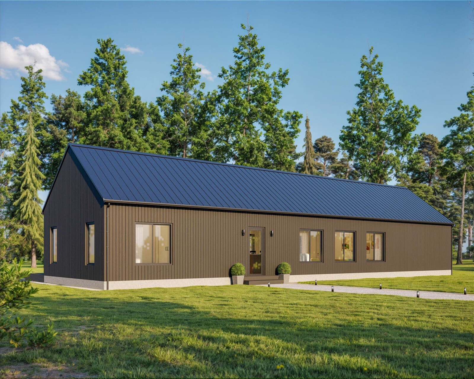 Modern Cabin House, 20′ x 70′, 1400 Sq Ft, 3 Bed 2 Bath, Architectural Plans