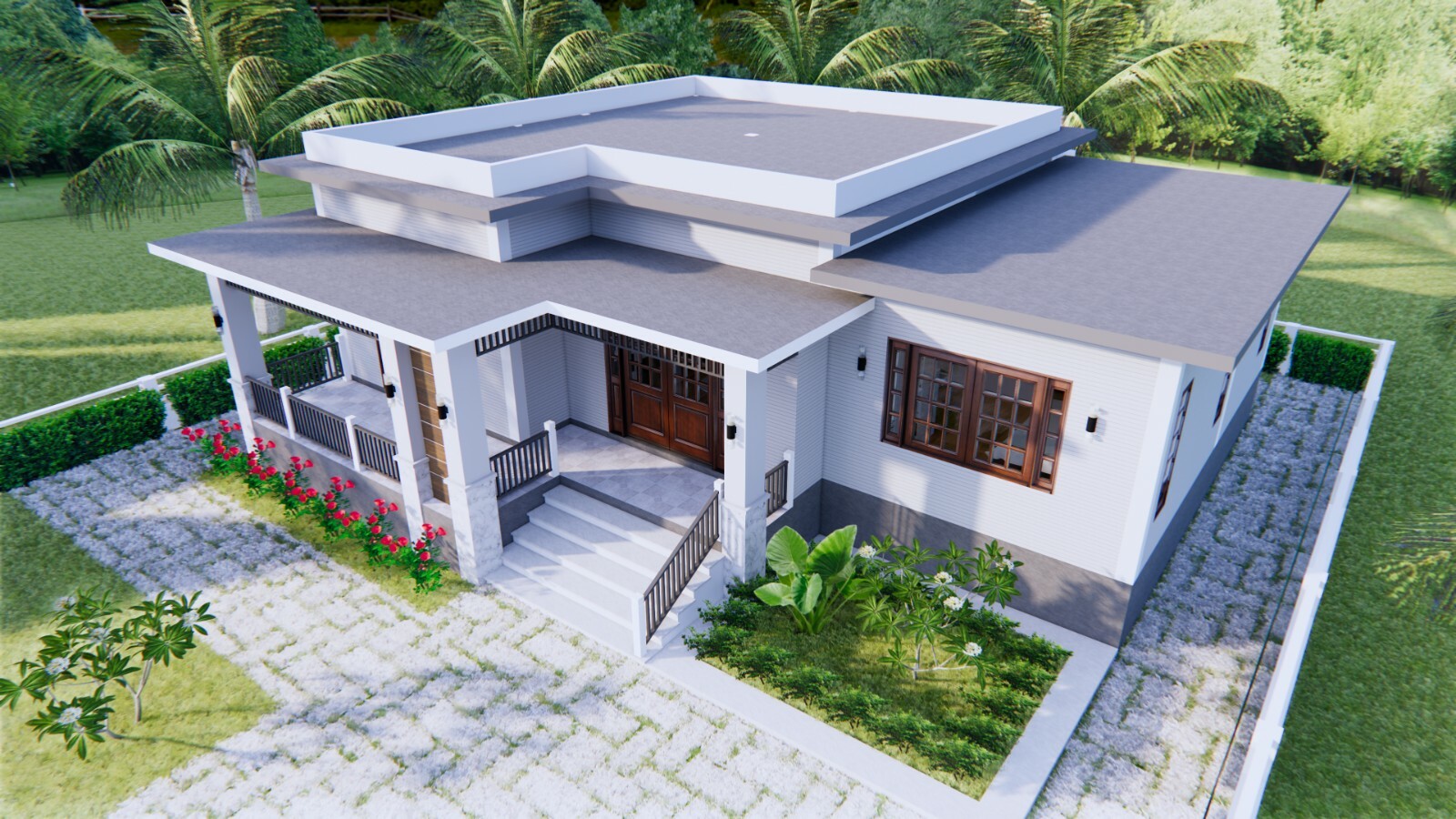 House Plan Drawing 12×11 Meter 39×36 Feet 3 Bedrooms PDF Plan (A4 Hard Copy)