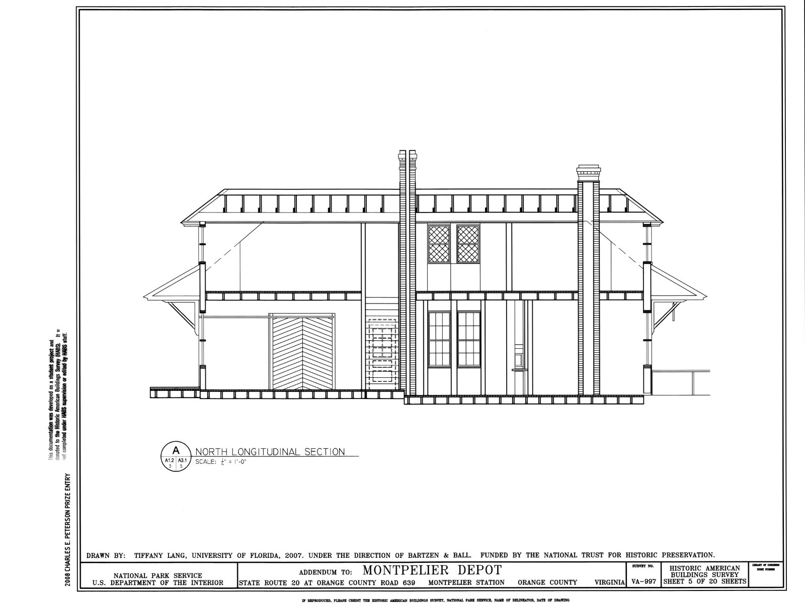 Southern Railroad Station, Montpelier, VA, architectural drawings, large set