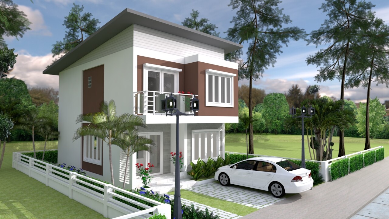 Small House Plan 20×30 Feet 6×9 Meter 3 Beds 3 Baths Shed Roof (A4 Hard Copy)