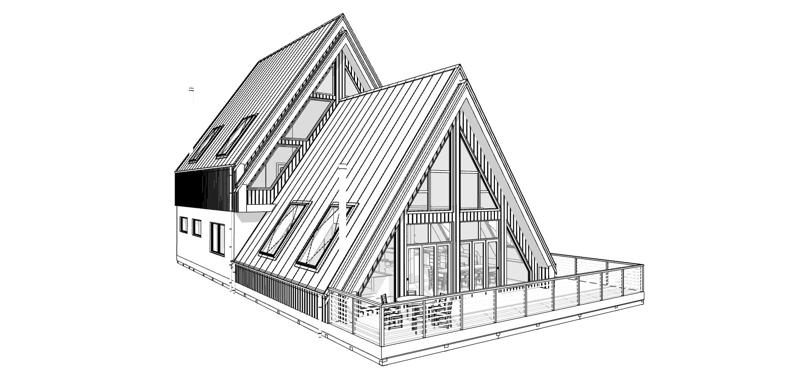 35’x65′ 4 Beds, 4 Bath Double A-Frame Architectural Build Plans PDF Download