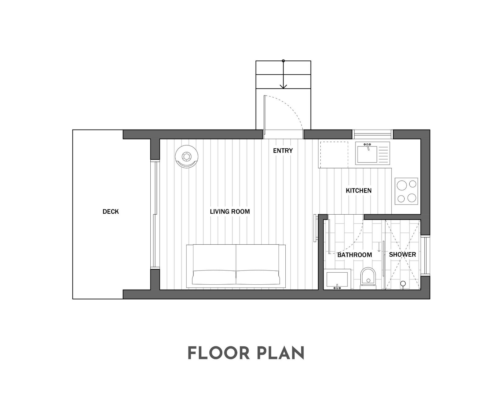 Modern Cabin House, 12′ x 20′, 512 Sq Ft, Tiny House, Architectural Plans