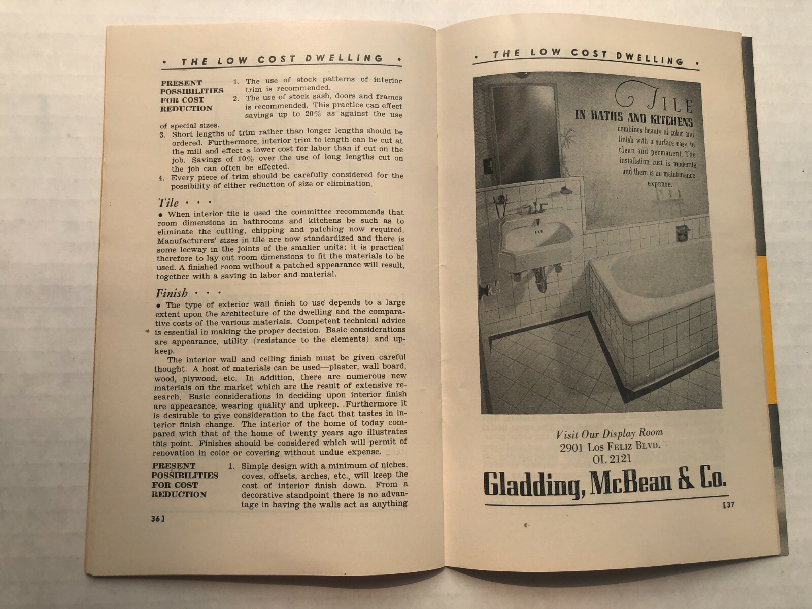 1937 The Low Cost Dwelling Booklet- Construction Ads and Building Techniques