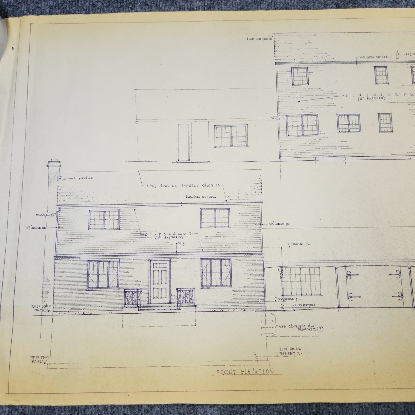 Vintage House Blueprint 33×17 1964 Mid Century Modern Drawing Art Glen Ellyn IL