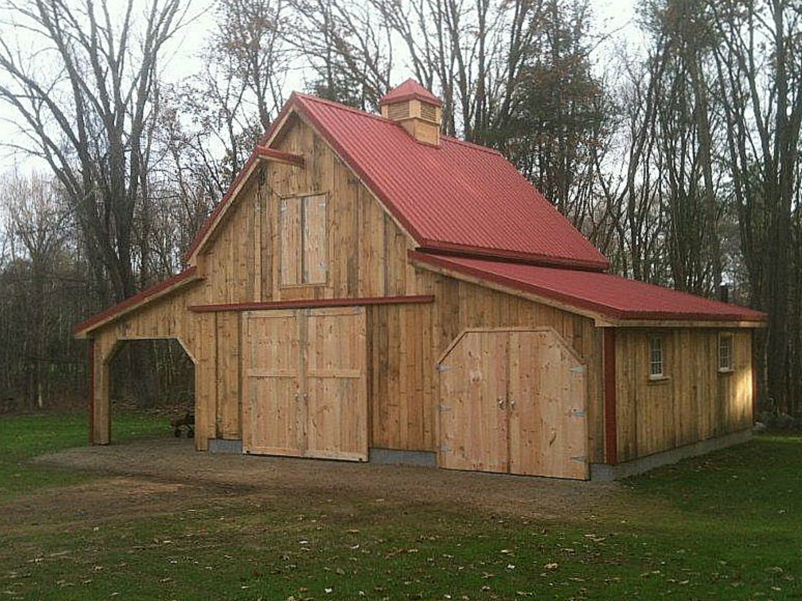 Maple Car Barns with Lofts: 3 Complete Sets of Pole-Barn Plans (eB-411×3)