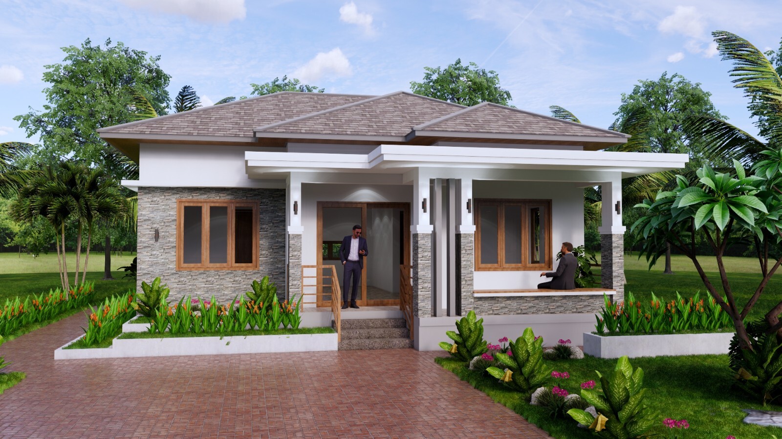 30×30 Custom House Plan 9×9 Meter 3 Beds 2 Baths Hip Roof PDF (A4 Hard Copy)