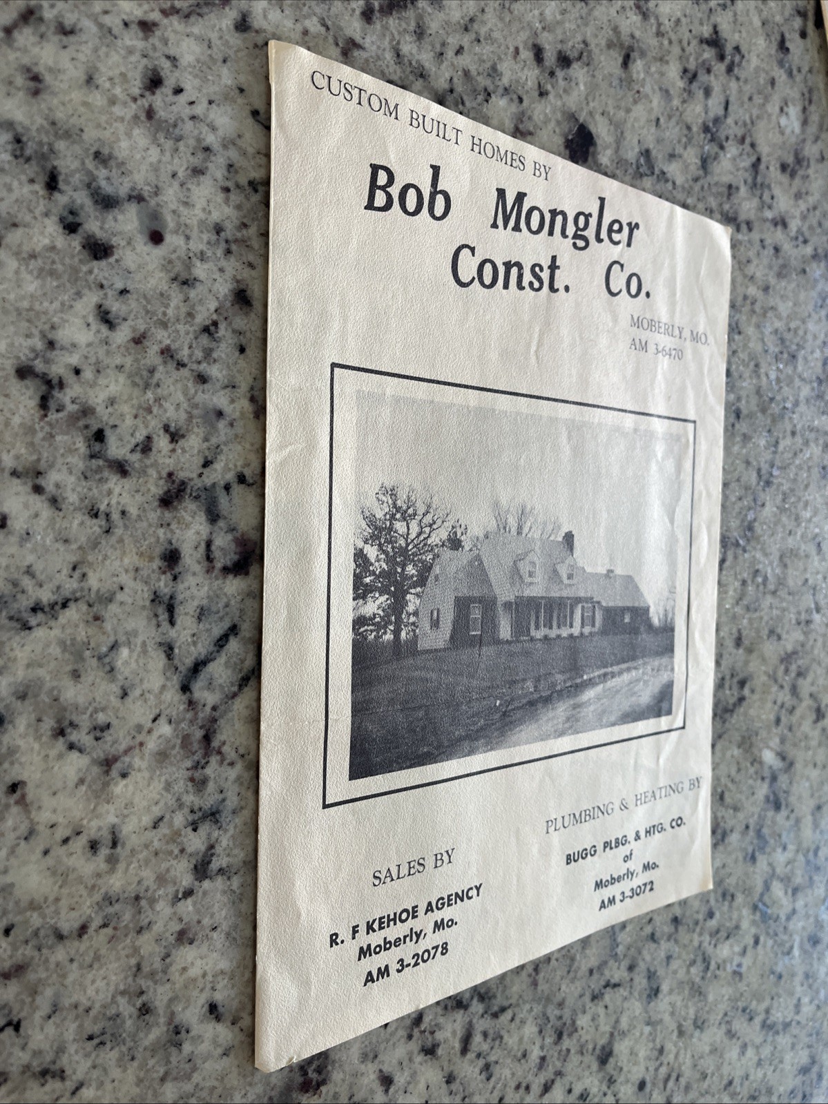 Vintage 1950s Home Plan Brochure Bob Mongler Construction Co Moberly MO Kehoe