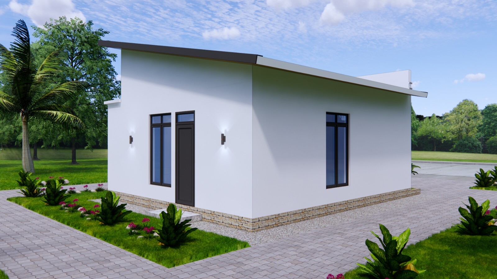 23×26 Feet Small House Plan 7×8 Meter 3 Beds 1 bath Shed Roof PDF & A4 Hard Copy