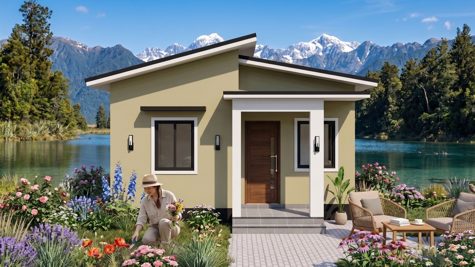 20×26 Ft Tiny House Design (6x7m) 2 Bed 1 Bath | 8.5×11 Printed & Shipped Plan