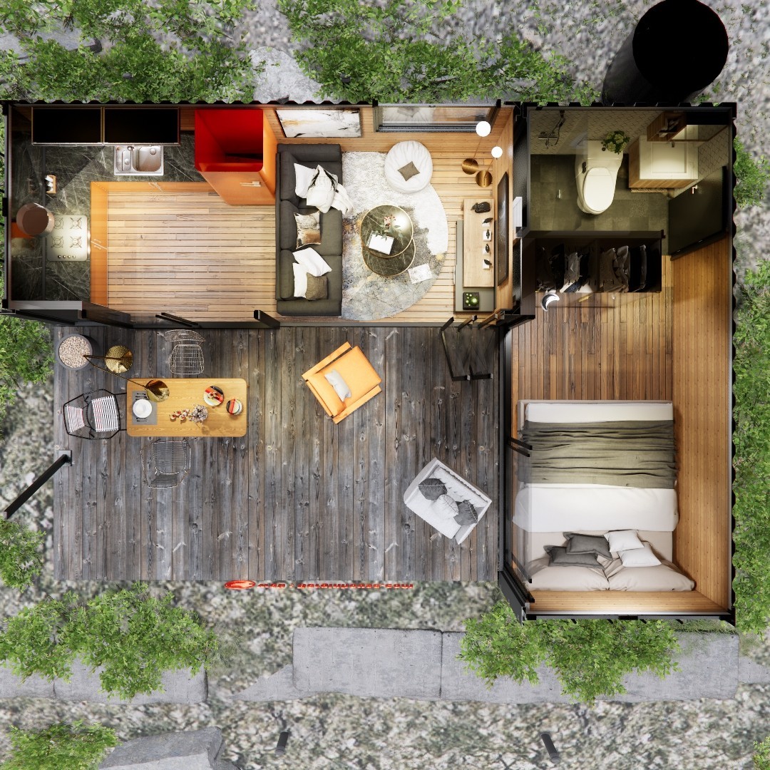 Container house plans – 1 bedroom – 1 bathroom – Digital PDF File