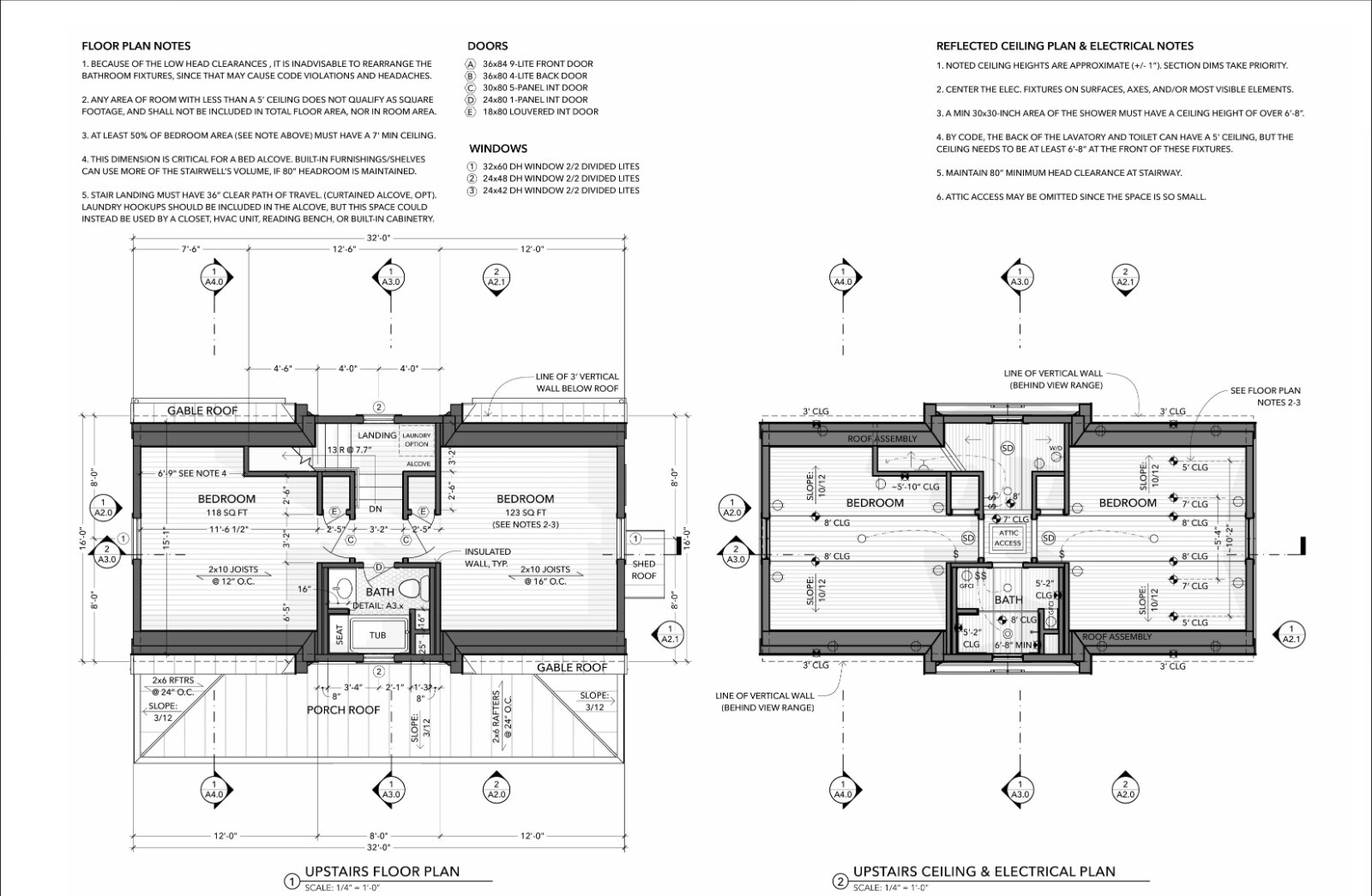 Two-Story 2-Bedroom 1 Bath Home Building Plans | 32’x16′ | 1024sqft | DIY