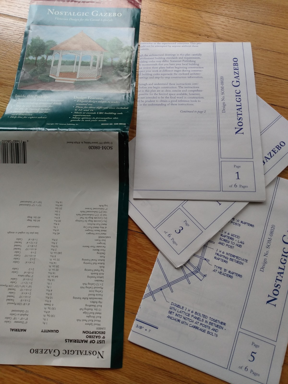 Vintage Nostalgic Gazebo Building Pattern Blueprints Somerset SOM-08020