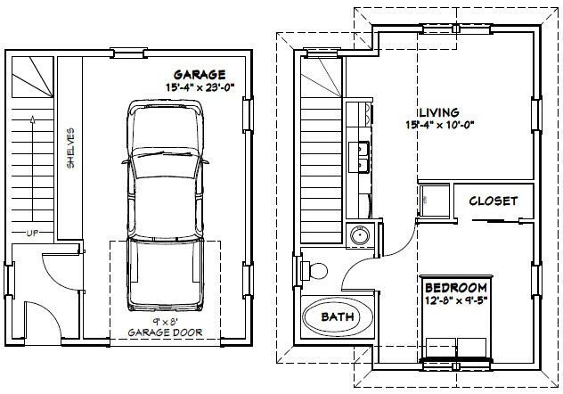 20×24 1-Car Garage — 888 sq ft — PDF Floor Plan — Model 11A
