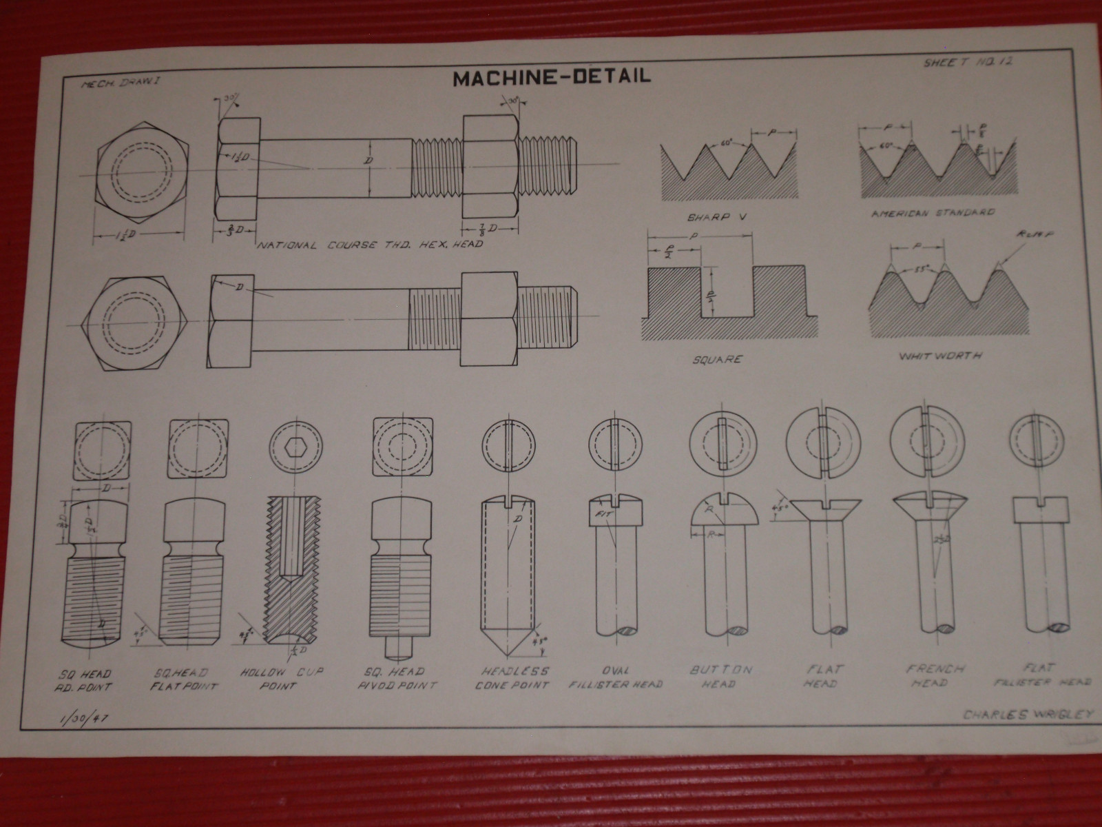 VINTAGE ORIGINAL ARCHITECTURAL/MECHANICAL DRAWINGS 1940’S C. WRIGLEY 21 X 14