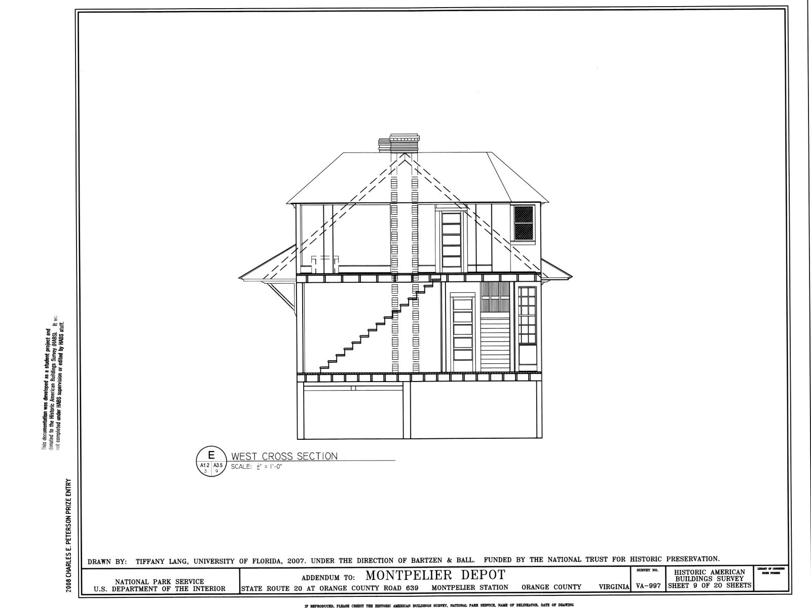 Southern Railroad Station, Montpelier, VA, architectural drawings, large set