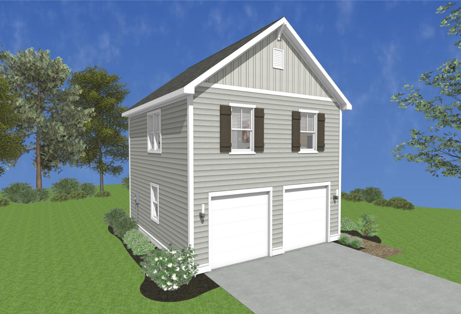 Garage Apartment (ADU) – 1 BR/1BA w/ Loft – Full House Plans, Blueprints #30010A