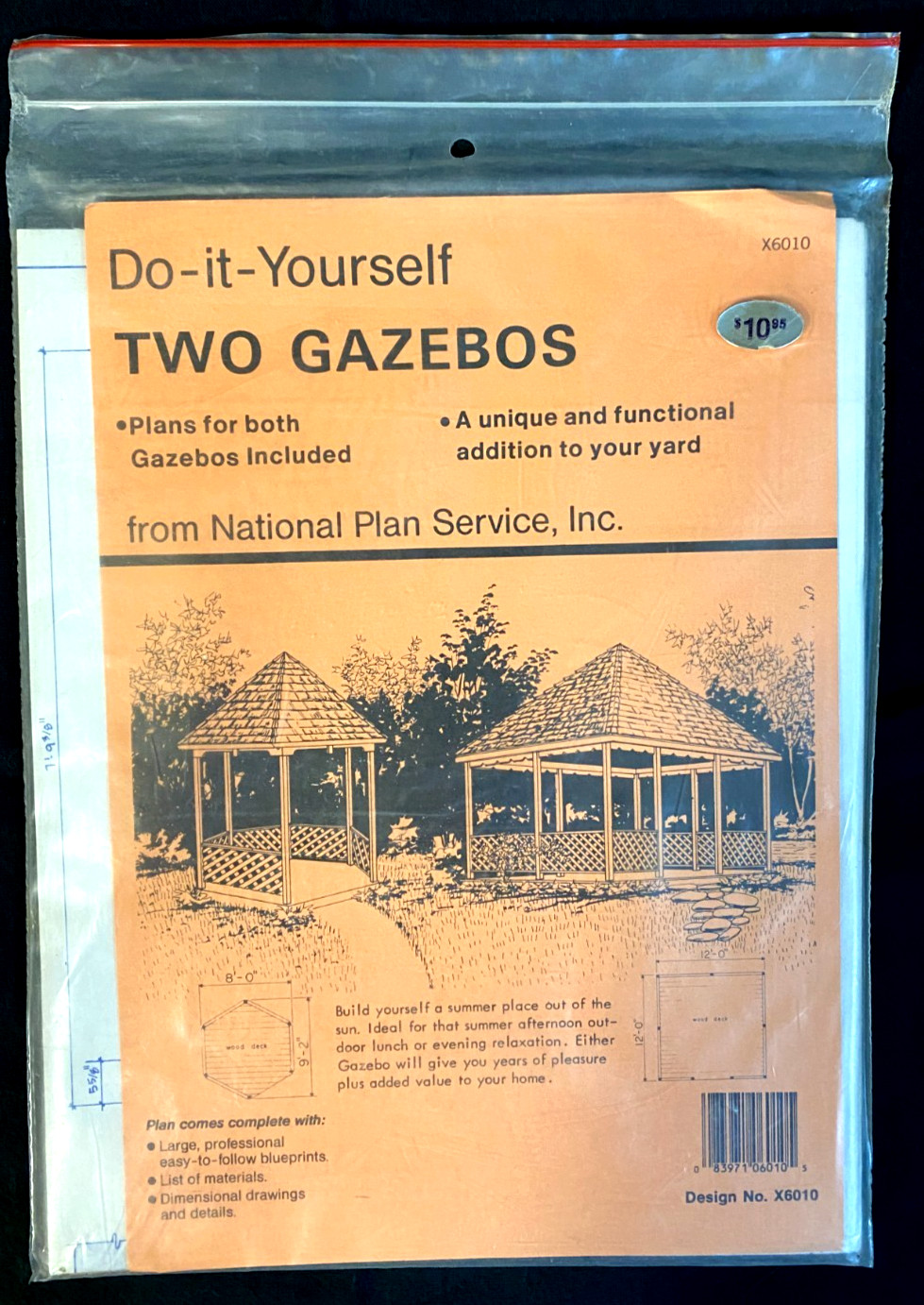 DIY Gazebo Blueprints National Plan Service X6010 Vintage 1989 Plans Complete