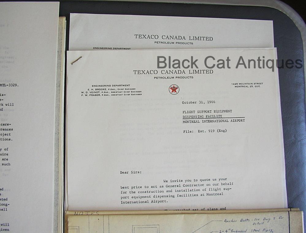 1966 Texaco Canada Dorval Airport Engineer Drawings & Specs/Contract Papers