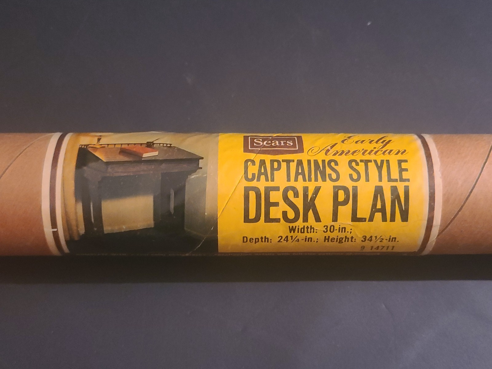 VTG Sears Early American Captains Style Desk Blueprint Plans Instruction Sheet