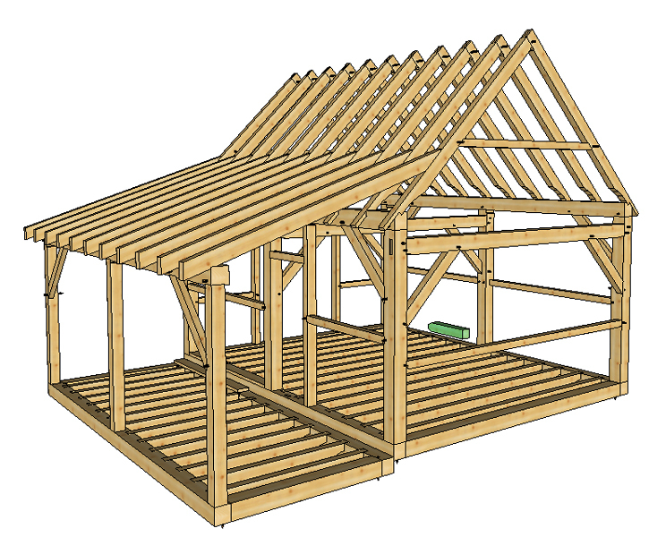 Timber Frame Cabin PRINTED Plans 16’x20′ w/porch 2 doors, plans on 8 1/2×11 new